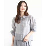 グレー | シアードビーチェックシャツブラウス/洗える | MK MICHEL KLEIN