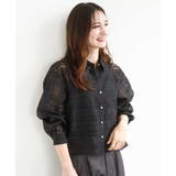 ブラック | シアードビーチェックシャツブラウス/洗える | MK MICHEL KLEIN