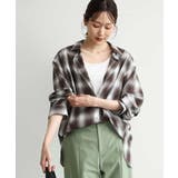 ブラウン | [洗える]オンブレチェック柄シャツブラウス | MK MICHEL KLEIN