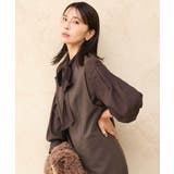 [洗える]ボウ付きシアーチェックブラウス | MK MICHEL KLEIN | 詳細画像3 