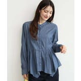 ネイビー | [洗える]シアーデニムイレヘムブラウス | MK MICHEL KLEIN
