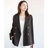 チャコール | リネンライク ダブルブレストジャケット/洗える | MK MICHEL KLEIN