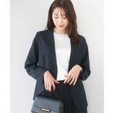 ネイビー | ドライタッチストレッチ カラーレスジャケット/イージーケア/洗える | MK MICHEL KLEIN