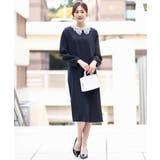 ネイビー | レース衿付きサックワンピース/防シワ/洗える | MK MICHEL KLEIN