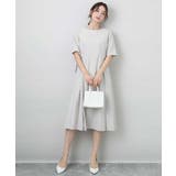 グレージュ | サイドベルトデザイン ウエストタックストレッチワンピース/洗える | MK MICHEL KLEIN