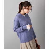 パープル | 透かし編みニットフーディープルオーバー/洗える | MK MICHEL KLEIN