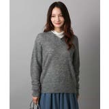 グレー | 透かし編みニットフーディープルオーバー/洗える | MK MICHEL KLEIN