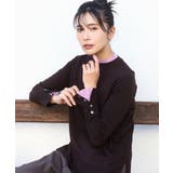 ブラウン | 配色レイヤードデザインニット/洗える | MK MICHEL KLEIN