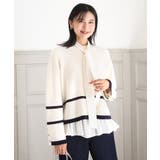 アイボリー | 配色ライン片畦編みニット/洗える | MK MICHEL KLEIN