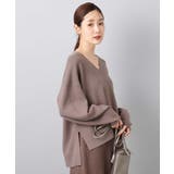 モカ | 片畦編みVネックニット/洗える | MK MICHEL KLEIN