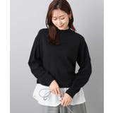 ブラック | レイヤードデザインチュニックニット/洗える | MK MICHEL KLEIN