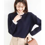 ネイビー | レースデザインコンパクトニット/洗える | MK MICHEL KLEIN