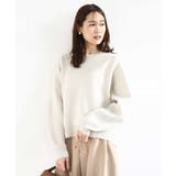 ベージュ | スウェットライククルーネックニット/洗える | MK MICHEL KLEIN