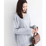 グレー | 配色ラインVネックニット/洗える | MK MICHEL KLEIN