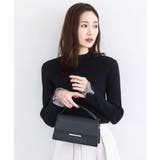 千鳥格子柄シフォンレイヤード風ハイゲージニット/洗える | MK MICHEL KLEIN | 詳細画像2 