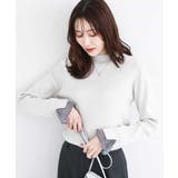 ライトグレー | 千鳥格子柄シフォンレイヤード風ハイゲージニット/洗える | MK MICHEL KLEIN