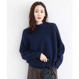 ネイビー | シャドーボーダー調ドルマンニット/洗える | MK MICHEL KLEIN