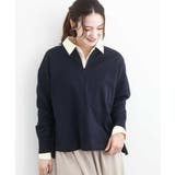 ネイビー | フロントファスナーデザインニット/洗える | MK MICHEL KLEIN