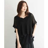 ブラック | [洗える]メッシュ編みニットベスト×タンクトップ ツインセット | MK MICHEL KLEIN