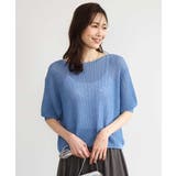 ブルー | [洗える]クロップド丈シアーリブニット | MK MICHEL KLEIN