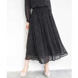 ブラック | ツイード調チェックプリント シフォンスカート/洗える | MK MICHEL KLEIN