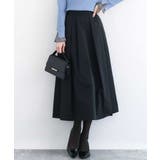 ブラック | メモリータフタ タックフレアスカート/洗える | MK MICHEL KLEIN