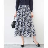 ネイビー | 花柄シフォンスカート/洗える | MK MICHEL KLEIN