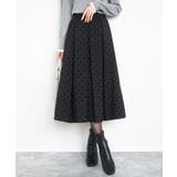 ブラック | フロッキードット柄タックスカート/洗える | MK MICHEL KLEIN