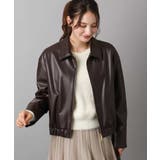 ブラウン | ステンカラーフェイクレザーブルゾン/洗える | MK MICHEL KLEIN