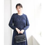 ネイビー | アニマル調ドット柄ジャージーカットソー/洗える | MK MICHEL KLEIN