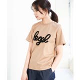 キャメル | フリンジ刺繍ロゴTシャツ/洗える | MK MICHEL KLEIN