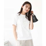 ホワイト | フリンジ刺繍ロゴTシャツ/洗える | MK MICHEL KLEIN