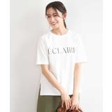 ホワイト | ニュアンス配色コットンロゴTシャツ/洗える | MK MICHEL KLEIN