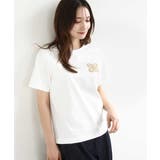 ホワイト | イニシャル刺繍コットンTシャツ/UVカット/接触冷感/洗える | MK MICHEL KLEIN