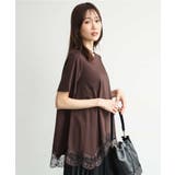 ブラウン | [洗える]イレヘムレースデザインカットソー | MK MICHEL KLEIN