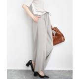 ベージュ（無地） | ストレートワイドパンツ(ストライプ・無地)/洗える | MK MICHEL KLEIN