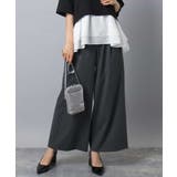 ダークグレー（ストライプ） | ストレートワイドパンツ(ストライプ・無地)/洗える | MK MICHEL KLEIN