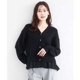 ブラック | ペプラムデザインVネックニットカーディガン/洗える | MK MICHEL KLEIN