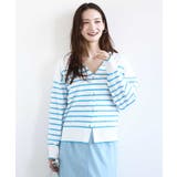 ドット釦Vネックカーディガン(無地・ボーダー)/洗える | MK MICHEL KLEIN | 詳細画像1 