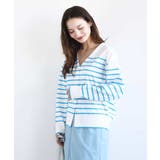 ドット釦Vネックカーディガン(無地・ボーダー)/洗える | MK MICHEL KLEIN | 詳細画像5 