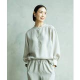 ベージュ | [セットアップ対応]バンドカラーロングシャツブラウス | MICHEL KLEIN