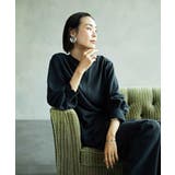 ブラック | [セットアップ対応]バンドカラーロングシャツブラウス | MICHEL KLEIN
