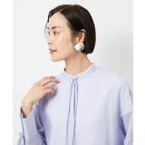 ライトブルー | テンセルドビー細ボウタイブラウス | MICHEL KLEIN