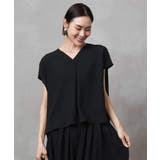 [セットアップ対応]楊柳Vネックデザインブラウス | MICHEL KLEIN | 詳細画像4 