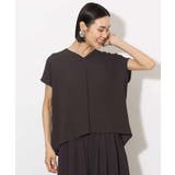 グレー | [セットアップ対応]楊柳Vネックデザインブラウス | MICHEL KLEIN