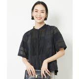 ブラック(94) | [セットアップ対応]チェックジャカードレースブラウス | MICHEL KLEIN