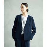 ネイビー | [セットアップ対応]ノーカラージャケット | MICHEL KLEIN