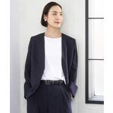 ネイビー | [セットアップ対応]ツイードライク ノーカラージャケット | MICHEL KLEIN