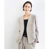 ベージュ | [セットアップ対応]ツイードライク ノーカラージャケット | MICHEL KLEIN