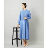 ブルー | ノーカラーフレアーワンピース | MICHEL KLEIN